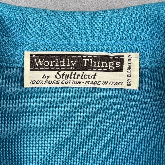 Worldly Things By Styltricot Knit Blazer Jacket Women’s 40 Light Blue Collared‎ - Picture 12 of 16